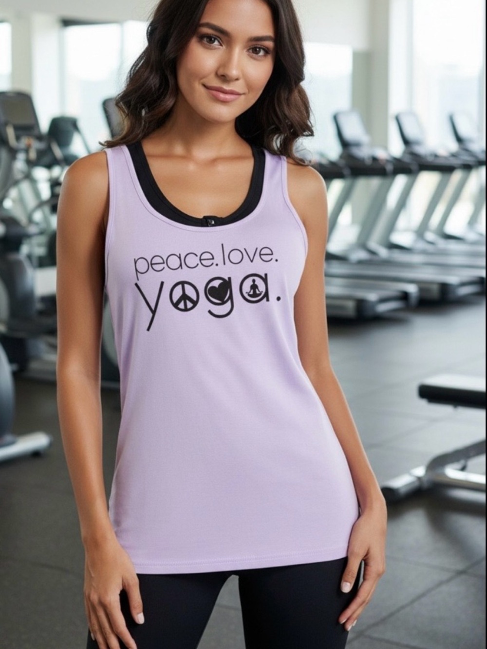 Amazon Lavender Muscle Tank Top with Black Graphic